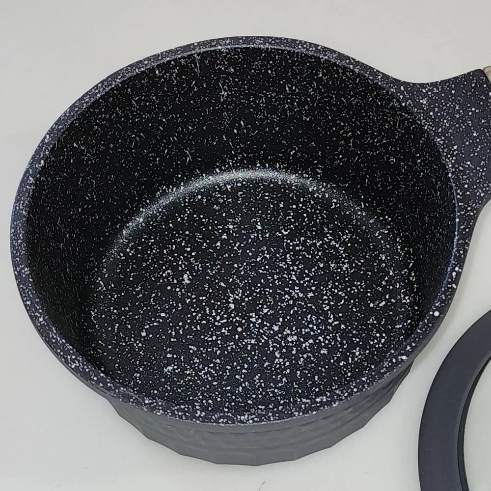 D&W Premium Cookware 6.3in Saucepan Casserole with Lid Aluminum 1.4QT Charcoal